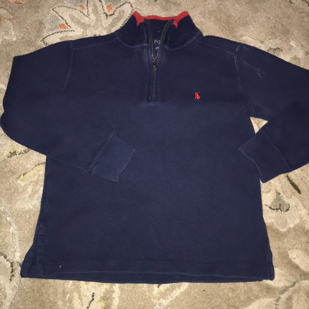 Boys Ralph Lauren 1/2 zip Navy sweater. Size 8(S)